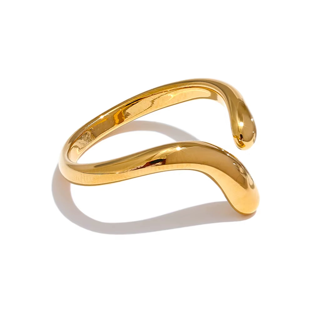 Minimalist New Style Stainless Steel Open Chic Adjustable Ring Fashion Thin Finger Korean High Quality Jewelry 18K Golden