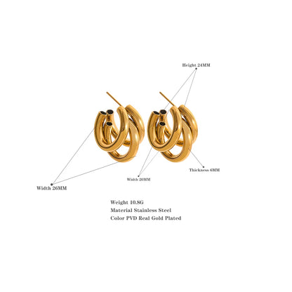 New Stainless Steel Accessories Statement Gold Color Metalic Geometric Stud Earrings Pendientes Mujer Wholesale Gift