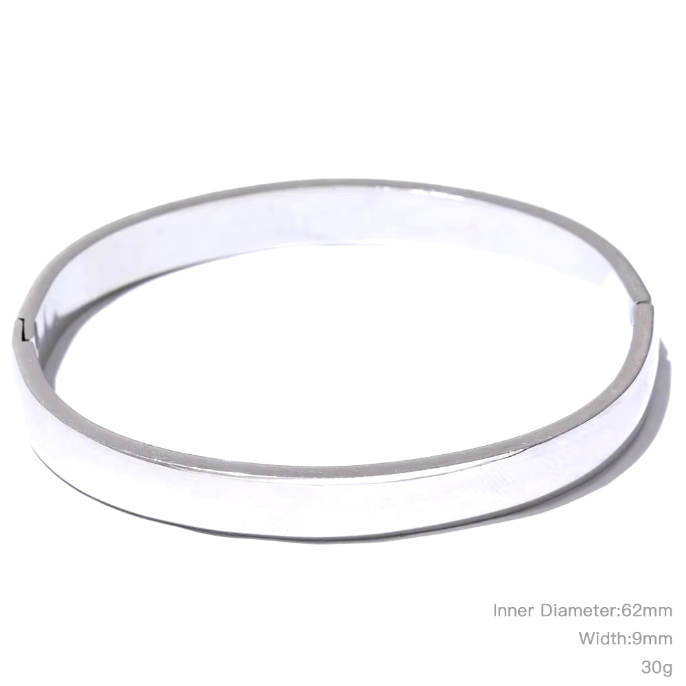 60Mm Waterproof 316L Stainless Steel round Smooth Bracelet Bangle Women Minimalist 18K Gold Color Texture Charm Jewelry