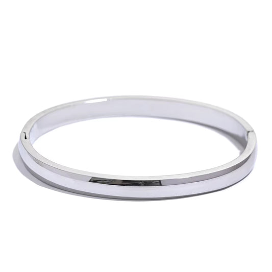 5*60Mm High Quality Stainless Steel round Smooth Bracelet Bangle Minimalist Metal Texture Rust Proof Daily Jewelry Women